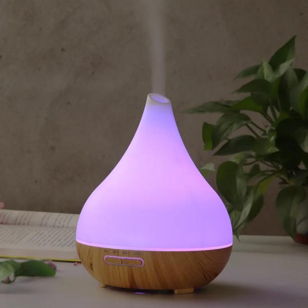China 400ml Capacity Mini Aroma Oil Diffuser Wooden Aromatherapy Machine Quiet Remote Control Aroma Diffuser with LED Light factory