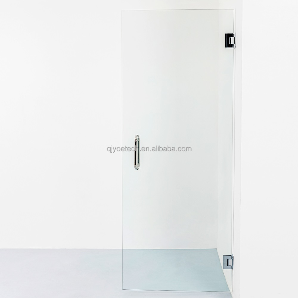 6-12mm Thickness Brushed Nickel Finish Single Frameless Shower Glass Door for Hotels