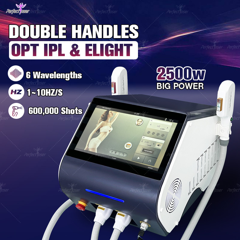 Two Handles IPL Laser Hair Removal Machine Painless Permanent Depilation