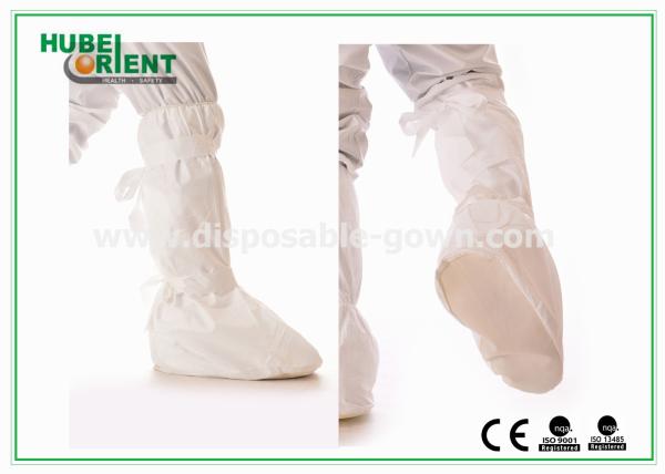 Nonskid Microporous Disposable Shoe Covers Booties / White Disposable Foot