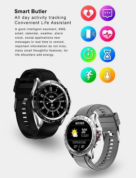 128Mb Bluetooth Android Smartwatch Zinc Alloy 1.32 Inch For Men