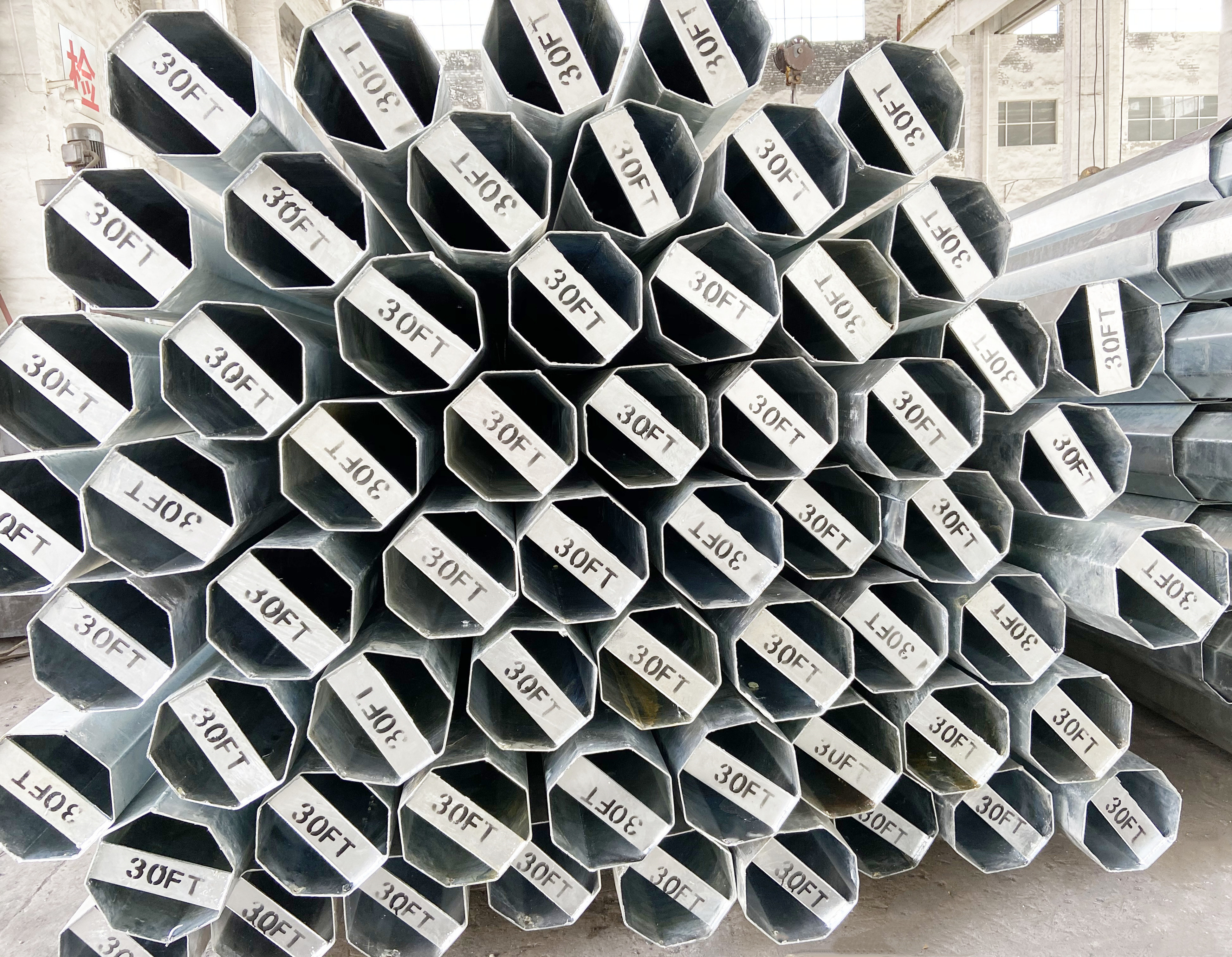 30FT 15kv Q235 Galvanized Electric Steel Pole Burial Octagonal Steel Pole