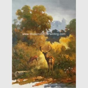 China Canvas Classic Animal Oil Painting , Two Deer Framed Wall Art 24&quot; X 36&quot; For Reading Room factory