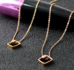 Square Pendant Necklace , Fashion Jewelry Double Ring Pendant, 18K Gold Necklace