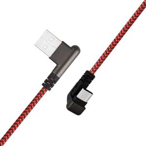 China L U Shape Fast Charging Phone Cable Type C Fashionable Nylon Braided Red Color factory