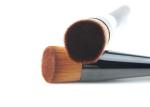 Woman Black Foundation Bevel Brushes With Brown Hair / Black Ferrule