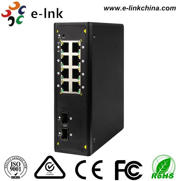 PoE Industrial Grade Ethernet Switch 8 10 / 100/1000 Base -T RJ45 Ports 2