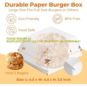 Burger Take Out Box, Disposable Clamshell Food Containers With Lids, To Go