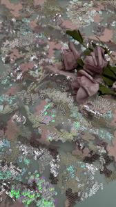China Sequin Lace Fabric Leafy Sequin Floral Elegant And Breathe Embroidered Lace Fabric Luxury Occasion Fabric factory