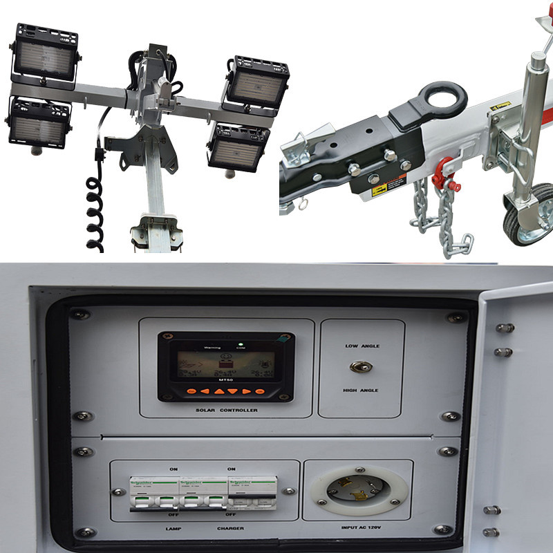 Mobile Solar Light Tower Running Time 19.2 Hours Construction Light Towers Trailer Light Tower