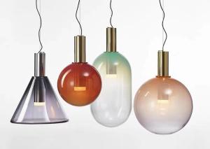 China Dining Room Creative Hanging Lamp LED Chandelier Light Restaurant Bar Design Glass Fixture factory