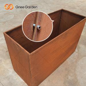 China Rustic Corten Steel Large Metal Planter Boxes Rectangular Detachable Outdoor factory
