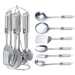 7 Piece Sustainable Utensils Stainless Steel Metal Silicone Kitchen Tool and