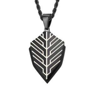 China Anniversary Occasion Men's Leaf Shape Necklace Stainless Steel and Blue Plated Design factory