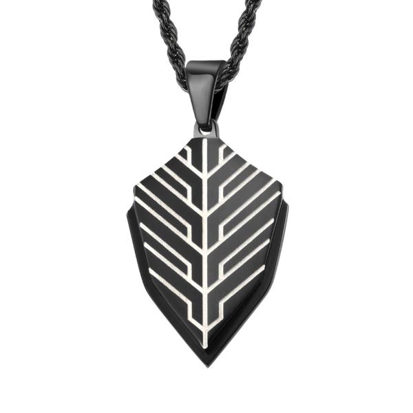 Anniversary Occasion Men's Leaf Shape Necklace Stainless Steel and Blue Plated