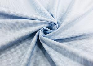 China 100% Polyester Shirt Fabric Warp Knitting Plain For Worker Blue Checks factory