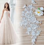 Sliver Wire Cord Lace Applique Ivory Color Embroidery Flower for Wedding Dress