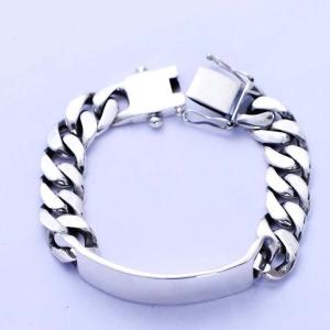 China Men Heavy Sterling Silver Chunky Chain Link ID Bracelet (056607) factory