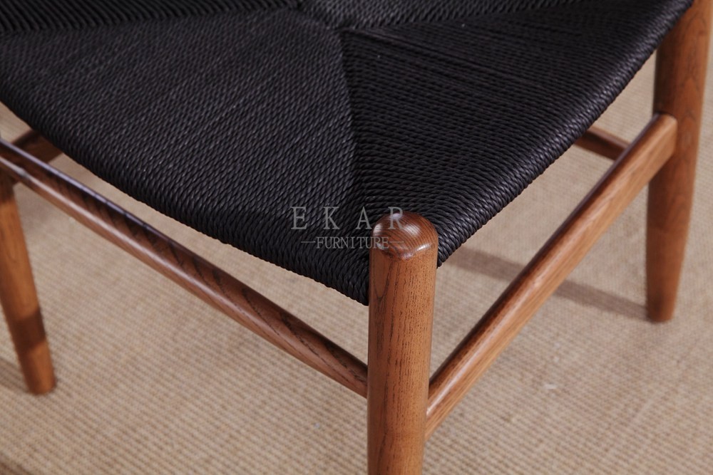 Nordic Design Wooden Solid Wood Hemp Rope Rattan Dining Chair