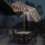 Solid Wood Round Parasol Sun Umbrellas for Outdoor Camping Cafe Patio Garden