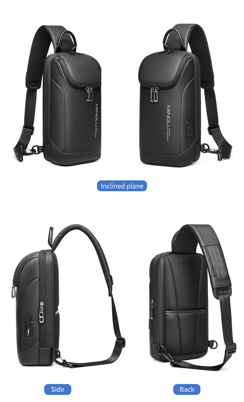 Custom Logo Polyester Mens Sling Bag Cross Body With Usb Charging