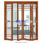 Basic Residential Wood Look Aluminium Doors With 5mm Tempered Clear Glass