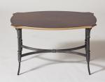 Wood veneer top with Antiique gold edge metal base side table/end table/coffee