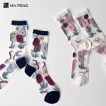 Chic Custom Flower Jacquard Crystal Socks Women'S Summer Wear Transparent Socks