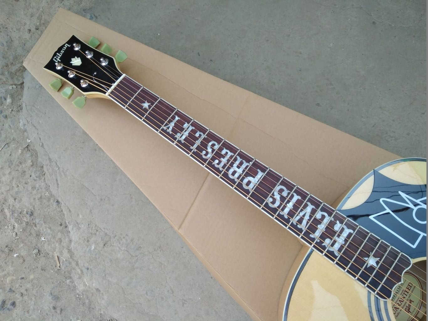 Flame maple custom G200 acoustic guitar Elvis Presley fretboard inlays