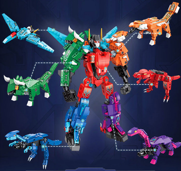 Unisex 6 In 1 Mighty Dinosaur Toy Transforming Mecha Tyrannosaurus Great Gift for 7-12