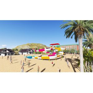 Customized Open Colorful Spiral Water Park Slide 100 Sq.M Floor Space