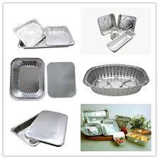China Recyclable Aluminium Foil Containers Two Divisions For Takeaway Food 0.07mm factory