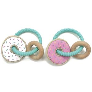 China OEM Natural Beech Wood BPA PVC Free Silicone Wood Teether For Toddlers factory