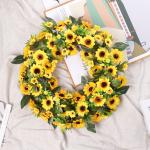 35-42cm Sunflower Wreath Artificial Leaf Plant Waterproof