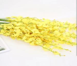 China Indoor Cattleya Orchids Stems Light Yellow Artificial Silk Flower factory