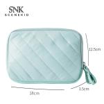 Double Zipper Pink PU Leather Square Travel Makeup Bag