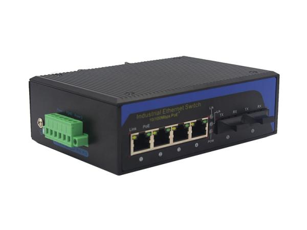 10/100M media converter 2fiber+4RJ45 unmanaged industrial switch with DIN rail