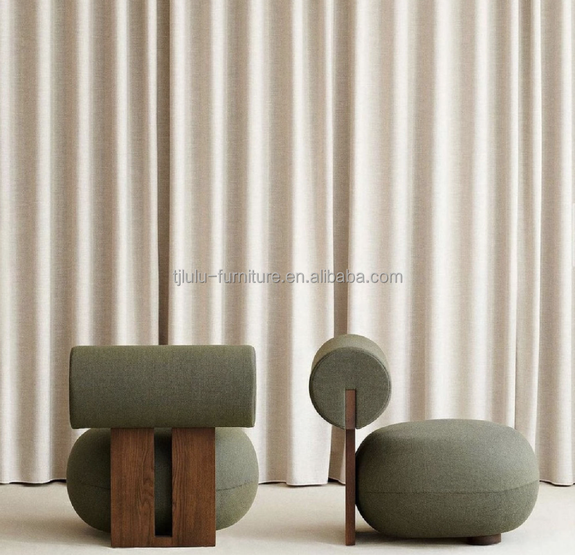 Living Room Chair With Wood Leg Creative Modern Wooden Leisure Style Lamb Wool Single Sofa Chair W70*D81*H71CM