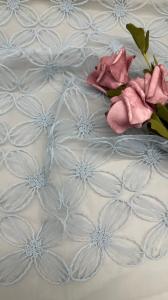China 100% Nylon Full Width Light Blue Color Tulle Mesh Embroidery Fabric Sustainable factory