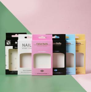 China Cardboard Empty False Nail Packaging Boxes With Window Blister factory
