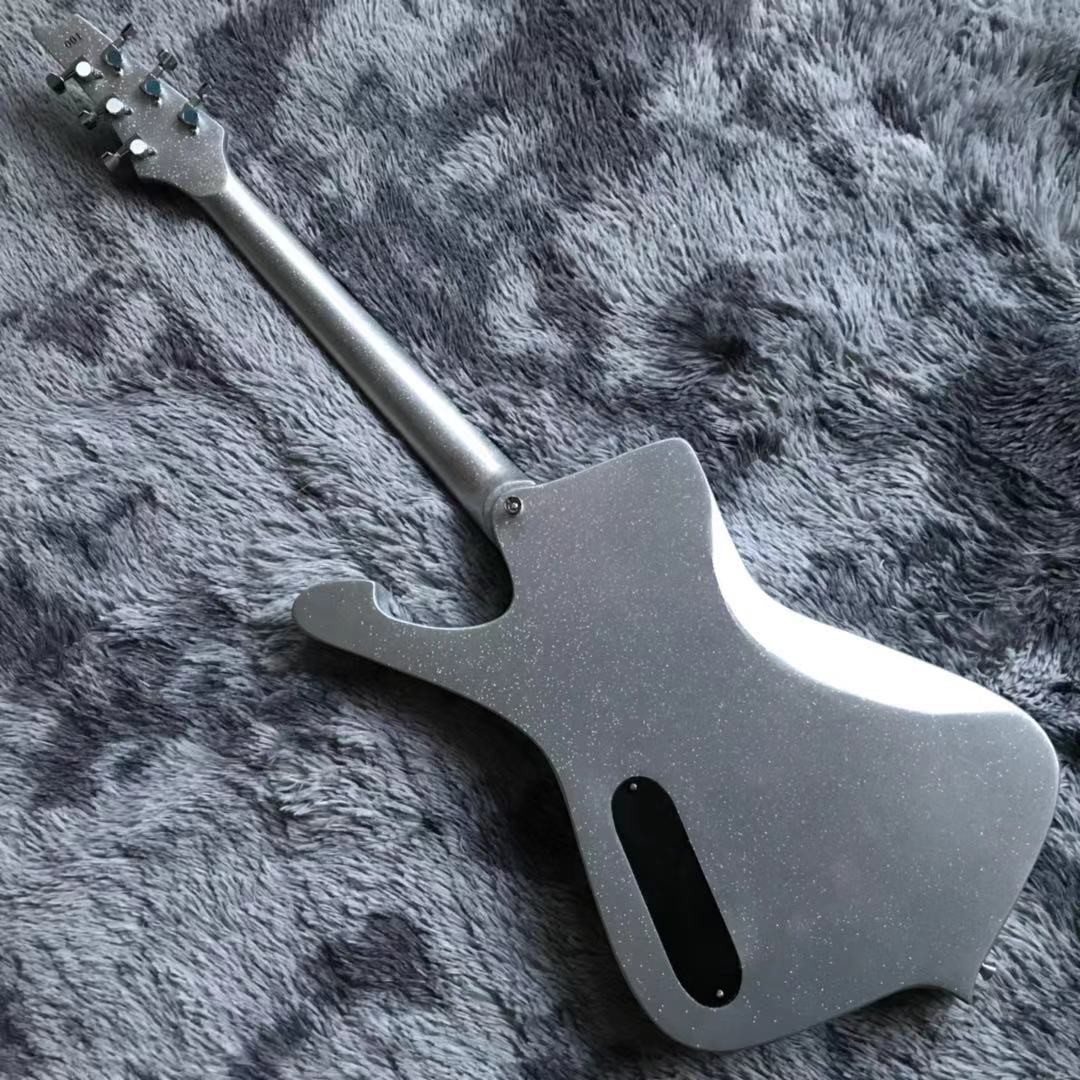 2021 NEW Custom Grand Electric Guitar with Silver Sparkling Finishing No Binding on Body Dot Inlay Chrome Hardware