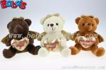 6.3" Stuffed Gift Toy Angel Teddly Bear With Gold Heart Pillow