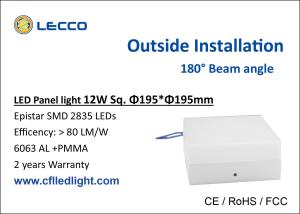China Slim White Flat Panel LED Lights 12W 80 LM / W Beam Angle 180° factory