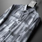 Long Sleeve Men's Flower Print Shirt in Custom Cotton All Over Plus Size Casual