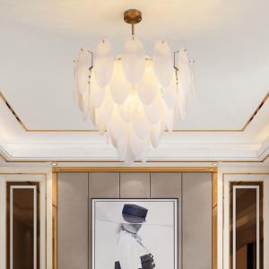 China Nordic Modern Feather Glass Pendant Light LED Chandelier For Bedroom factory
