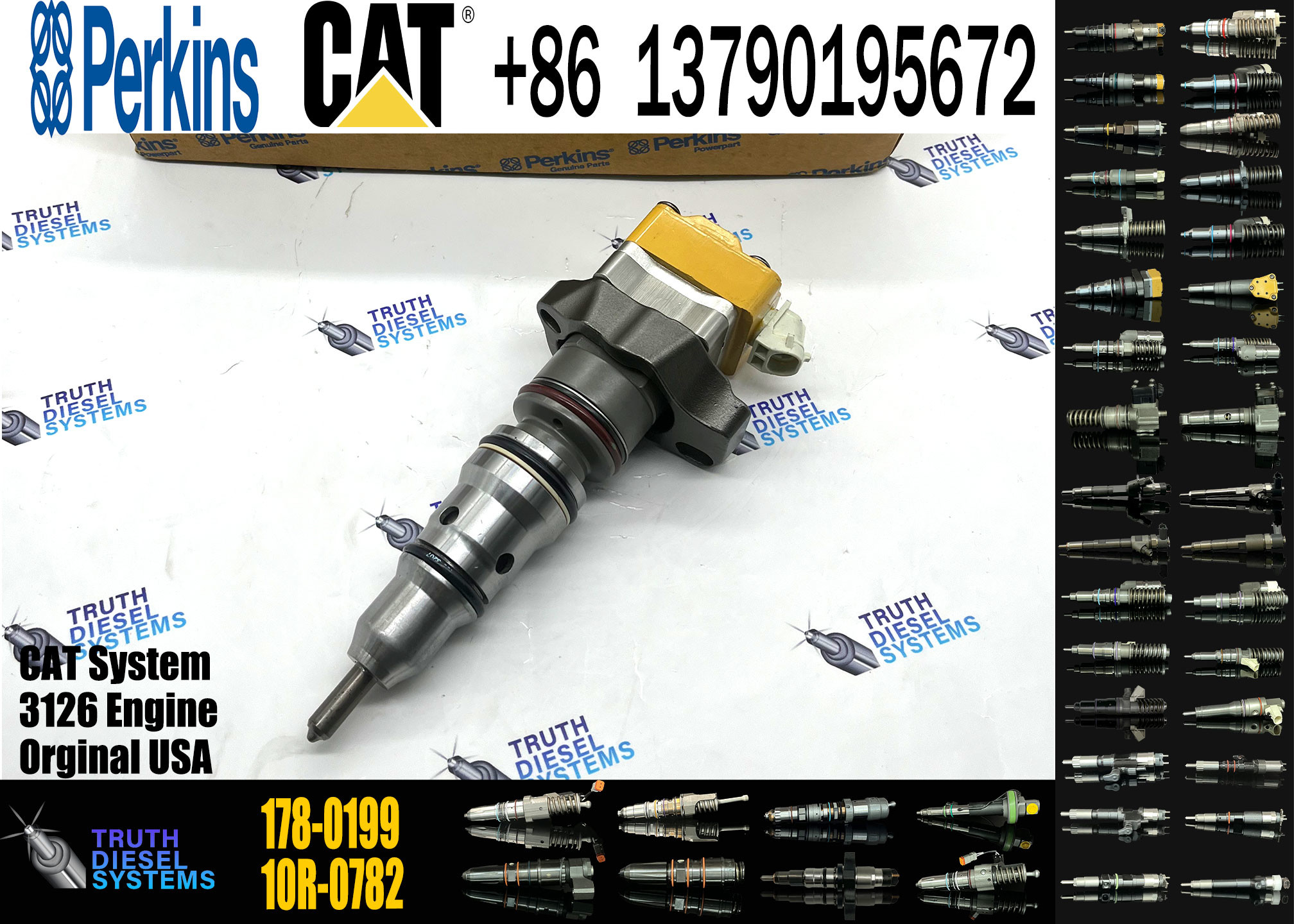 Excavator diesel engine parts 325C diesel engine fuel injector 178-0199 1780199 for 3126 3126B