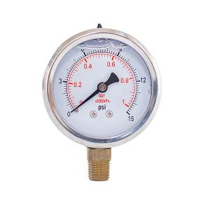 China Dry 1/4&quot; NPT Liquid Filled Water Pressure Gauge 2'' 50mm 15 Psi factory