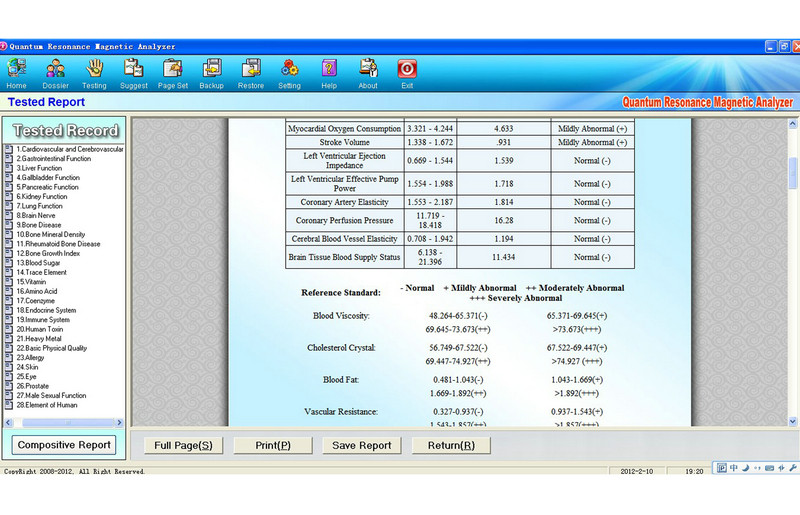 34 Reports Quantum Health Test Machine For Body Composition Analyze