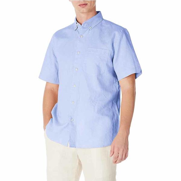 cuffed sleeves Men'S Cotton Linen Loose Shirts lightweight summer shirts With