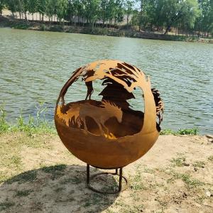 China Heat Resistant Painted Corten Fire Pit Bowl 800mm Diameter factory
